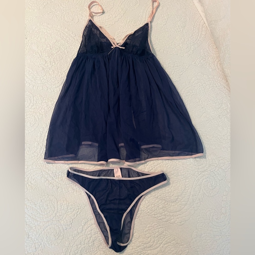 Victoria's Secret Blue and Pink Chemise Set